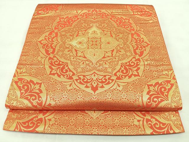 平和屋着物◎六通柄袋帯 正倉院花文 金糸 正絹 逸品 BAAY5066qw
