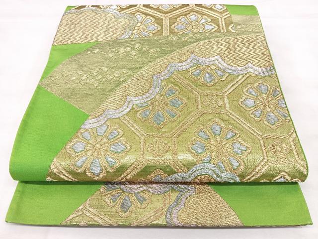 平和屋着物◎六通柄袋帯 亀甲花文 金銀糸 正絹 逸品 BAAY5067qw