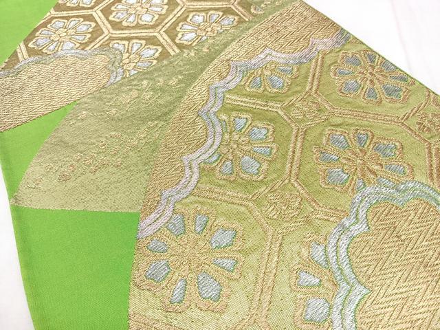 平和屋着物◎六通柄袋帯 亀甲花文 金銀糸 正絹 逸品 BAAY5067qw