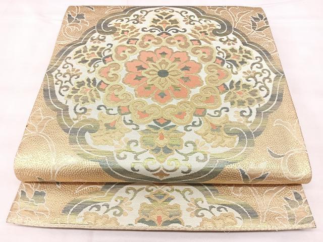 平和屋着物◎西陣 六通柄袋帯 正倉院花文 金糸 正絹 逸品 BAAY5079qw
