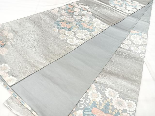 平和屋着物◎六通柄袋帯 裂取桐菊 金銀糸 正絹 逸品 BAAY5081qw