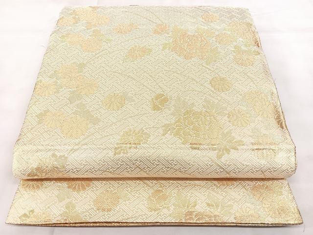 平和屋着物◎佐賀錦 両面 六通柄袋帯 吉祥花文 金糸 正絹 逸品 BAAY5087qw