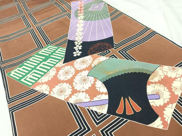 平和屋着物◎アンティーク 大正ロマン 全通柄袋帯 刺繍 短冊花文 正絹 逸品 BAAY5100qw