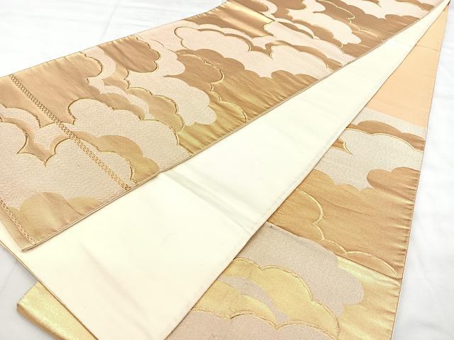平和屋着物◎六通柄袋帯 雲重ね文 金糸 正絹 逸品 BAAY5122qw