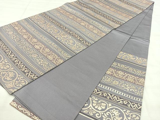 平和屋着物◎六通柄 京袋帯 横段洋花文 金糸 正絹 逸品 BAAY5123qw