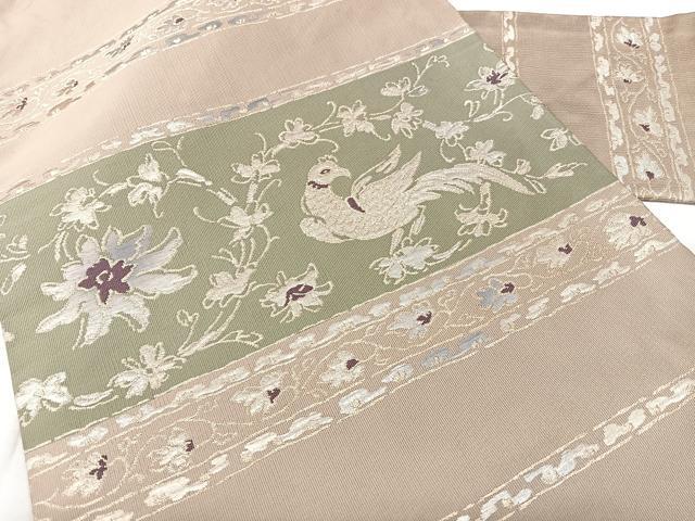平和屋着物◎九寸名古屋帯 花鳥文 金銀糸 正絹 逸品 BAAY5143qw