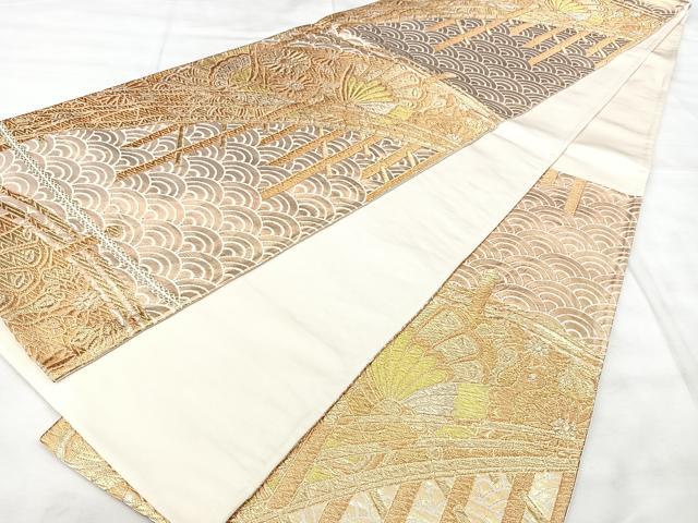 平和屋着物◎六通柄袋帯 双蝶橋紋 金糸 正絹 逸品 BAAY5159qw