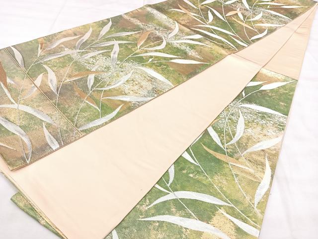 平和屋着物◎西陣 六通柄袋帯 枝葉文 金銀糸 引箔 正絹 逸品 BAAY5163qw