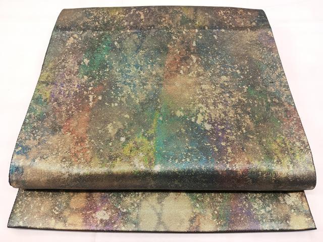 平和屋着物◎六通柄袋帯 霞文 引箔 正絹 逸品 BAAY5168qw