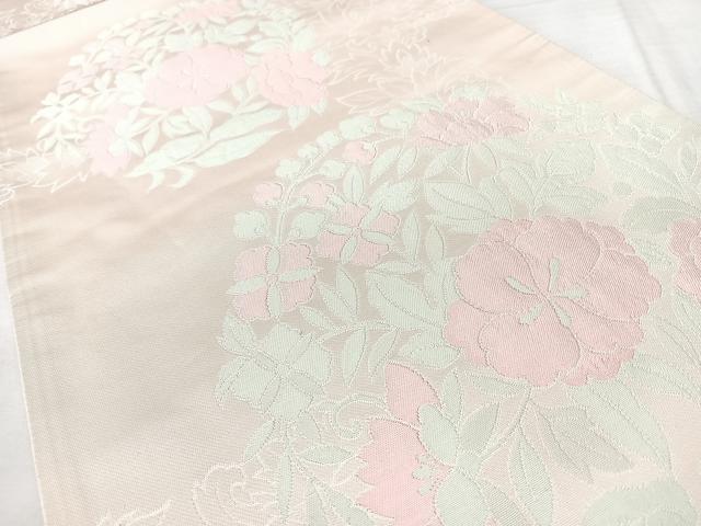 平和屋着物◎六通柄袋帯 草花文 正絹 逸品 BAAY5184qw