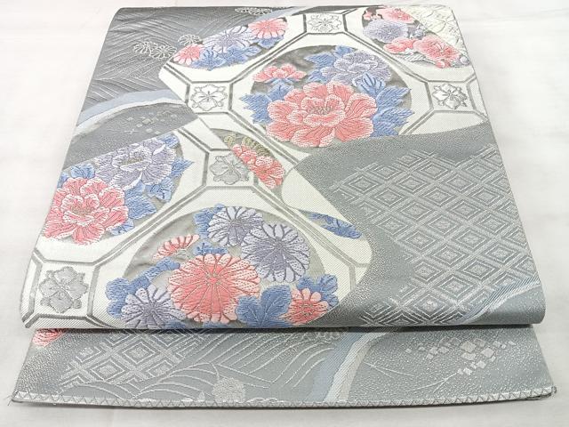 平和屋着物◎六通柄袋帯 唐織 絵巻蜀江花文 金銀糸 正絹 逸品 BAAY5185qw