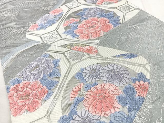 平和屋着物◎六通柄袋帯 唐織 絵巻蜀江花文 金銀糸 正絹 逸品 BAAY5185qw