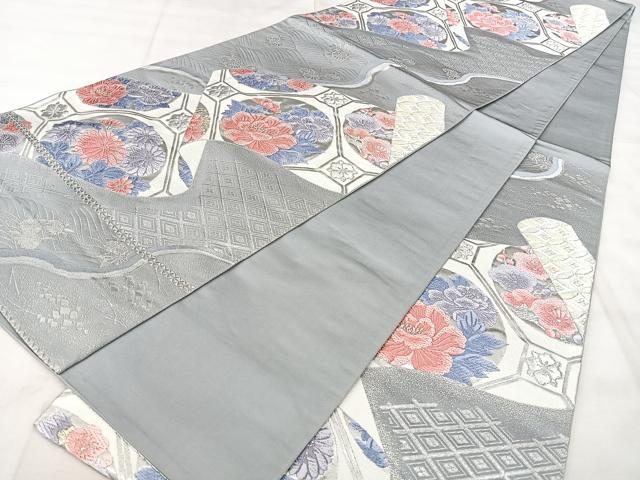 平和屋着物◎六通柄袋帯 唐織 絵巻蜀江花文 金銀糸 正絹 逸品 BAAY5185qw