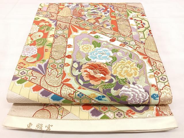 平和屋着物◎六通柄袋帯 唐織 東照宮 金糸 正絹 逸品 BAAY5187qw