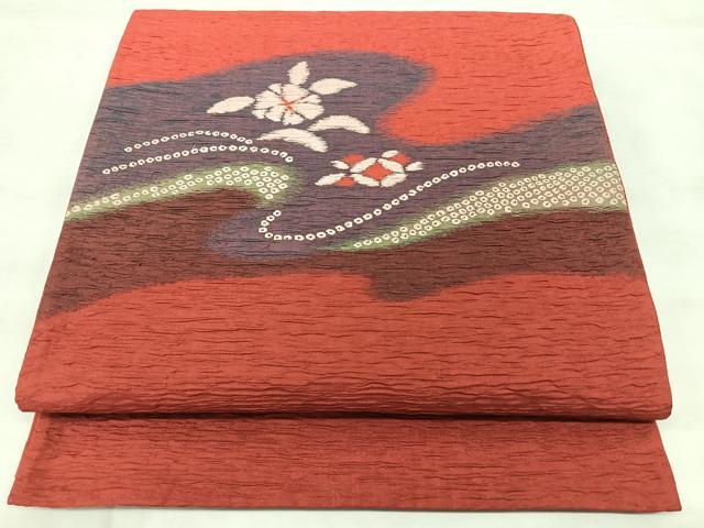 平和屋着物◎西陣 太鼓柄袋帯 流水花文 正絹 逸品 BAAY5209qw