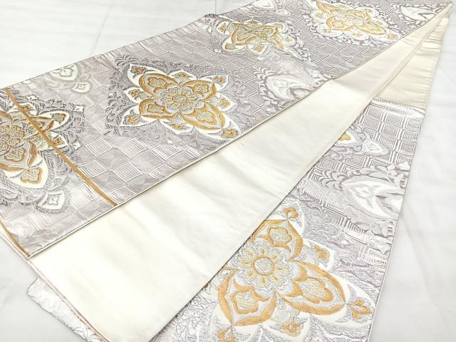 平和屋着物◎六通柄袋帯 花菱文 金銀糸 正絹 逸品 BAAY5210qw