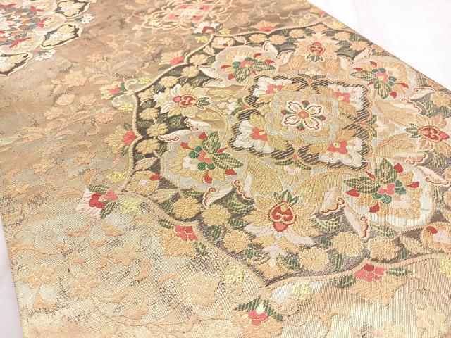 平和屋着物◎六通柄袋帯 鏡裏更紗大華文 金銀糸 正絹 逸品 BAAY5222qw