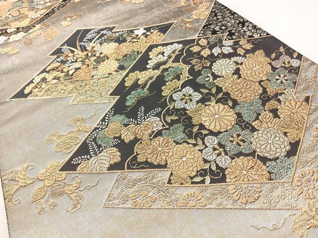 平和屋着物◎六通柄袋帯 松川菊聚文 金銀糸 引箔 正絹 逸品 BAAY5227qw