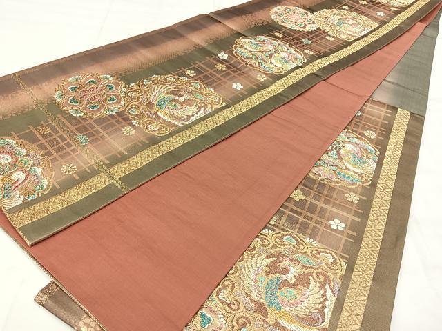 平和屋着物◎六通柄袋帯 正倉院花鳥文 金糸 正絹 逸品 BAAY5233qw