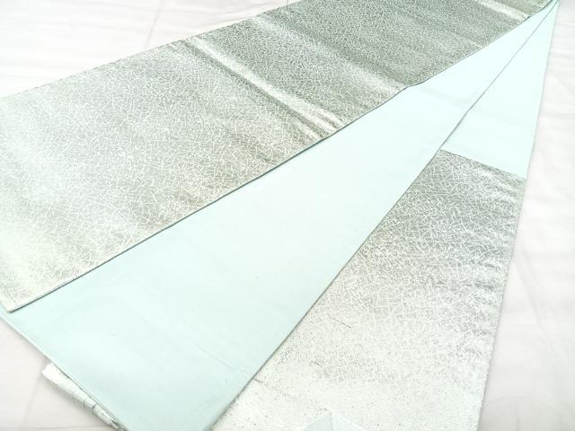 平和屋着物◎太鼓柄袋帯 総刺繍 亀甲花文 銀糸 正絹 逸品 BAAY5235qw