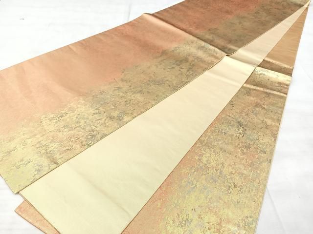 平和屋着物◎六通柄袋帯 霞文 陶漆箔 正絹 逸品 BAAY5256qw