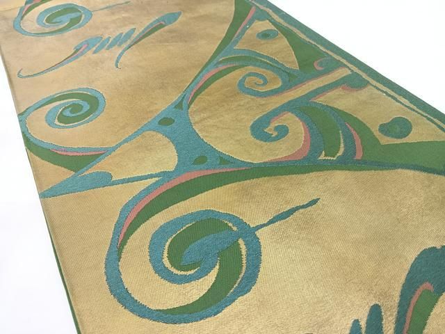 平和屋着物◎西陣 六通柄 本袋帯 抽象文様 引箔 正絹 逸品 BAAY5262qw