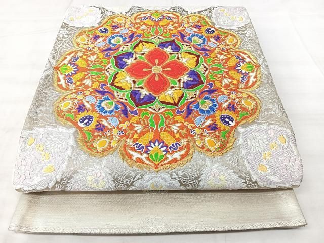 平和屋着物◎六通柄袋帯 唐織 カシミヤ大華文 金銀糸 正絹 逸品 BAAY5281qw