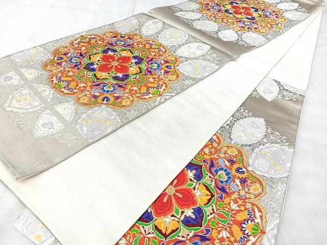 平和屋着物◎六通柄袋帯 唐織 カシミヤ大華文 金銀糸 正絹 逸品 BAAY5281qw