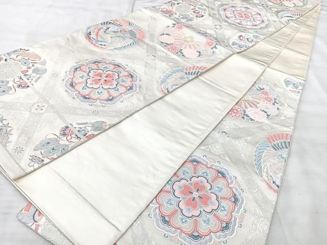 平和屋着物◎六通柄袋帯 唐織 天井花鳥文 金銀糸 正絹 逸品 BAAY5297qw