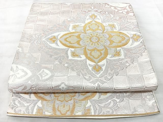 平和屋着物◎六通柄袋帯 花菱文 金銀糸 正絹 逸品 BAAY5299qw