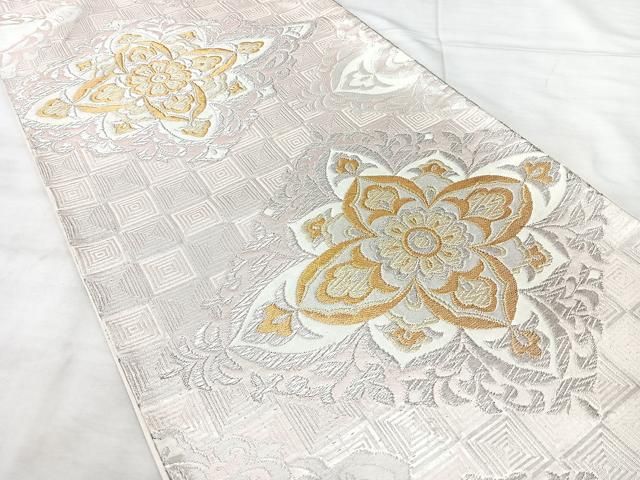 平和屋着物◎六通柄袋帯 花菱文 金銀糸 正絹 逸品 BAAY5299qw