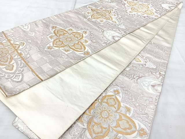 平和屋着物◎六通柄袋帯 花菱文 金銀糸 正絹 逸品 BAAY5299qw