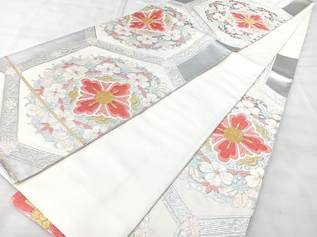 平和屋着物◎六通柄袋帯 唐織 正倉院亀甲花文 金銀糸 正絹 逸品 BAAY5303qw