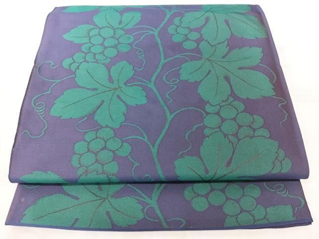平和屋着物◎六通柄 本袋帯 葡萄蔦の葉文 正絹 逸品 BAAY5312qw