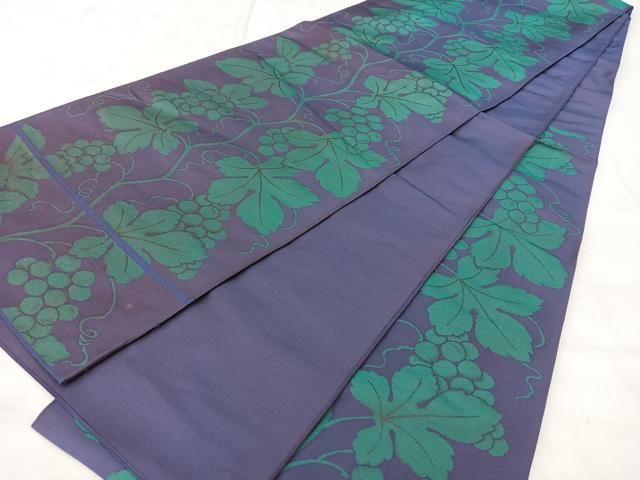 平和屋着物◎六通柄 本袋帯 葡萄蔦の葉文 正絹 逸品 BAAY5312qw