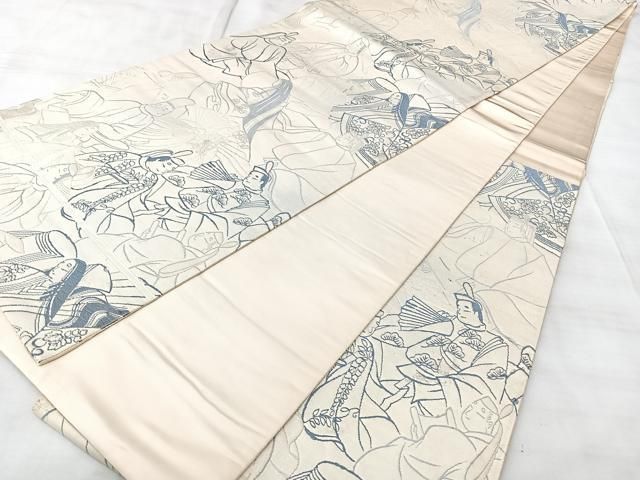 平和屋着物◎六通柄袋帯 人物文 正絹 逸品 BAAY5327qw