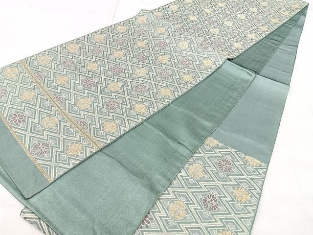 平和屋着物◎六通柄袋帯 松皮菱花文 金糸 正絹 逸品 BAAY5341qw