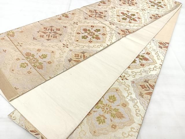 平和屋着物◎六通柄袋帯 花菱文 金銀糸 正絹 逸品 BAAY5344qw