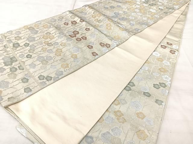 平和屋着物◎六通柄袋帯 枝梅文 金銀糸 正絹 逸品 BAAY5356qw