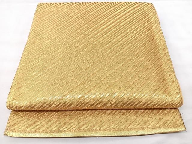 平和屋着物◎六通柄袋帯 斜縞 金糸 正絹 逸品 BAAY5381qw