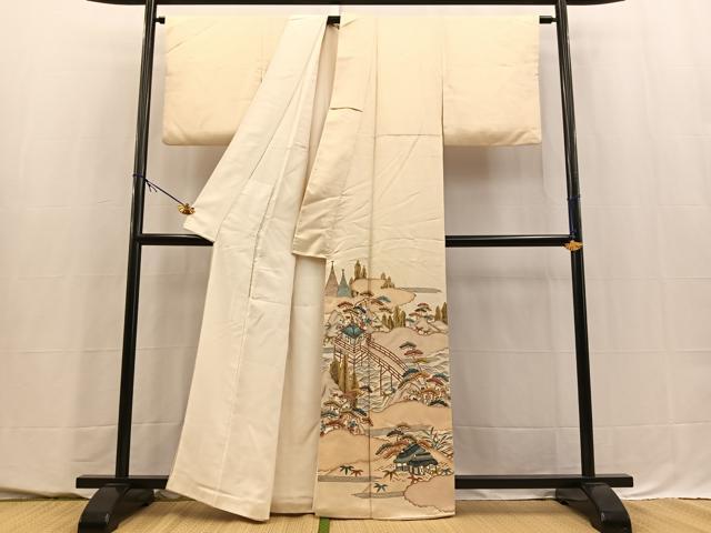 平和屋着物■豪華色留袖 駒刺繍 御所解風景文 正絹 逸品 BAAY5501yc