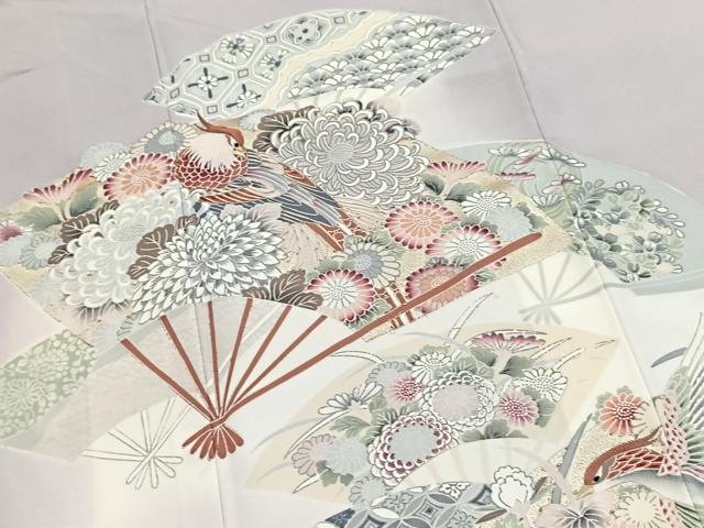 平和屋着物■豪華色留袖 駒刺繍 扇面花鳥文 暈し染め 正絹 逸品 BAAY5503yc