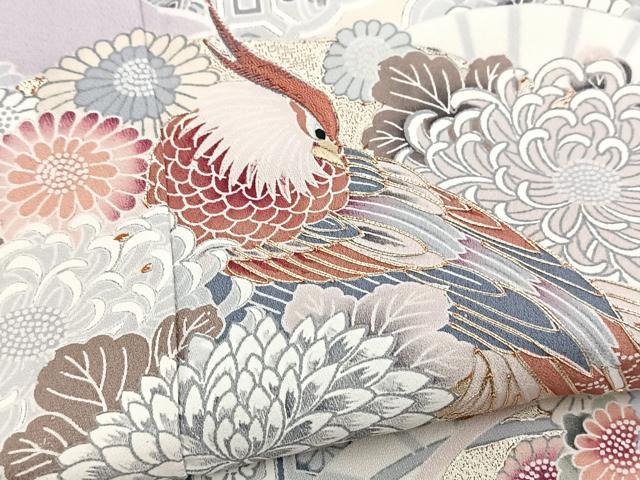 平和屋着物■豪華色留袖 駒刺繍 扇面花鳥文 暈し染め 正絹 逸品 BAAY5503yc