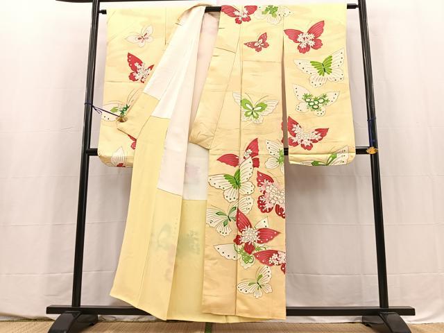 平和屋着物■豪華振袖 駒刺繍 花蝶文 金彩 正絹 逸品 BAAY5506yc
