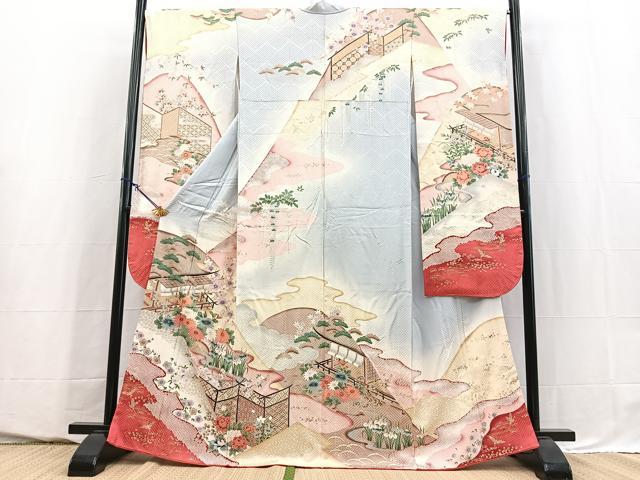 平和屋着物■豪華振袖 風景花文 暈し染め 金彩 正絹 逸品 BAAY5519yc