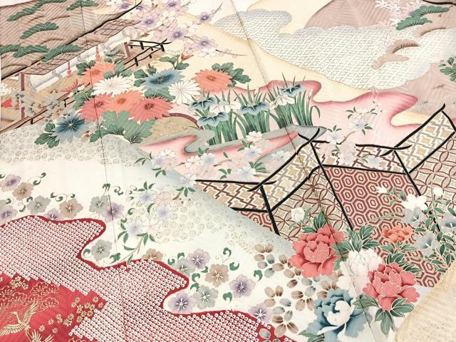 平和屋着物■豪華振袖 風景花文 暈し染め 金彩 正絹 逸品 BAAY5519yc