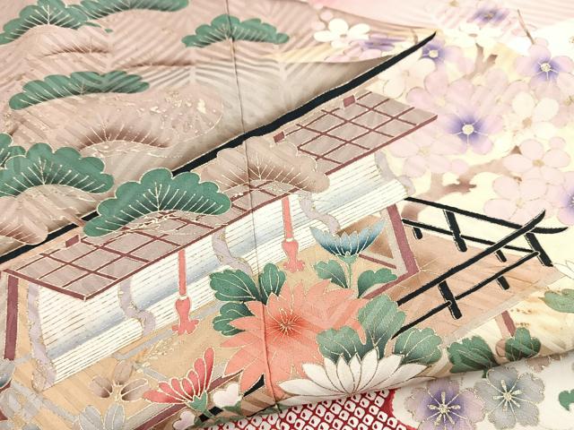 平和屋着物■豪華振袖 風景花文 暈し染め 金彩 正絹 逸品 BAAY5519yc