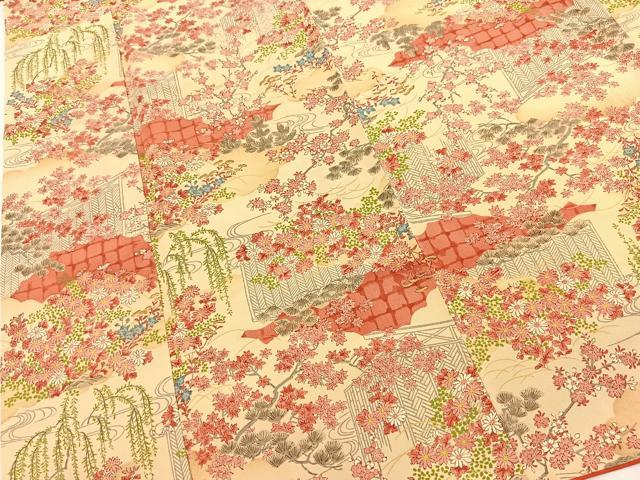 平和屋着物■上質な小紋 風景花文 正絹 逸品 BAAY5532yc