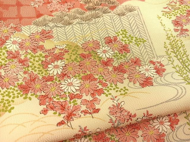 平和屋着物■上質な小紋 風景花文 正絹 逸品 BAAY5532yc