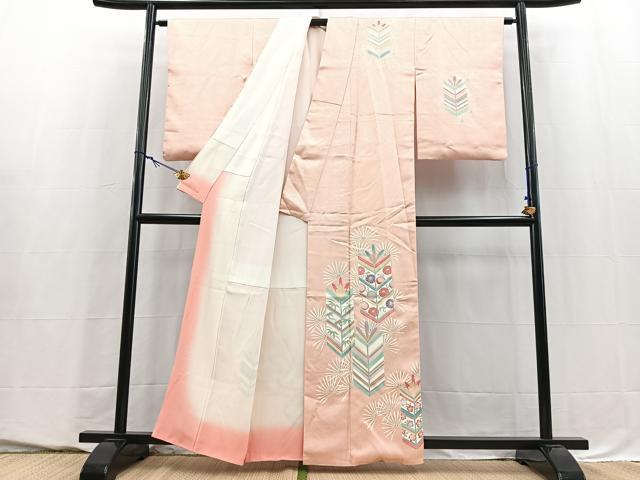 平和屋着物■訪問着 刺繍 松花文 正絹 逸品 BAAY5544yc